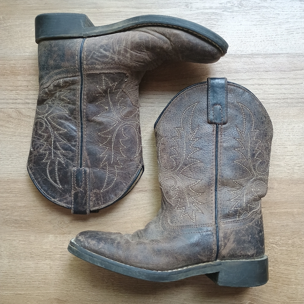 Smoky Mountain Boots Kids Size 1.5 Brown Leather Cowboy Boots Style 3092C